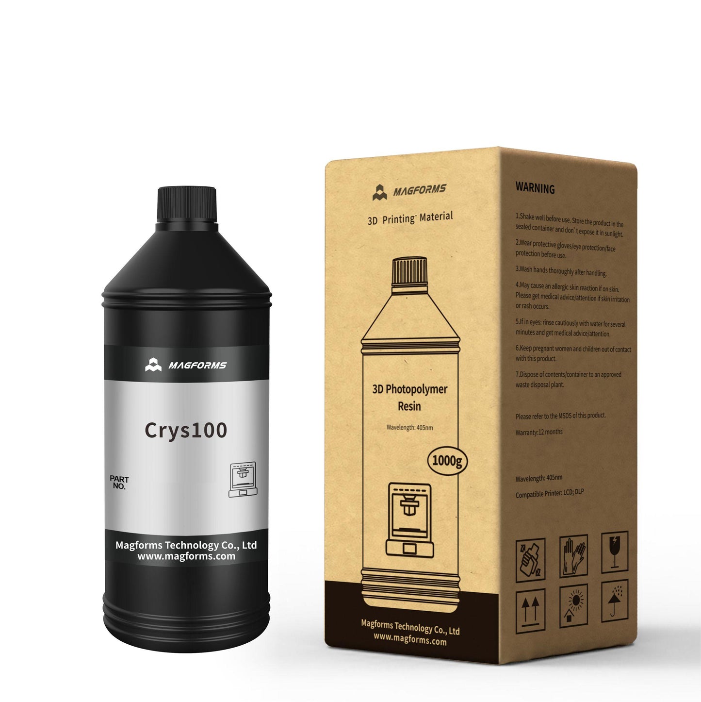 Magforms CRYS100 3D Photopolymer Resin Clear/Translucent 1kg - www.3dprintmonkey.co.uk - 1
