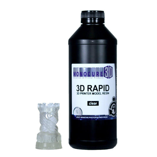 Monocure 3D Rapid model 3D Printer resin Clear 405nm 1kg - www.3dprintmonkey.co.uk - 1